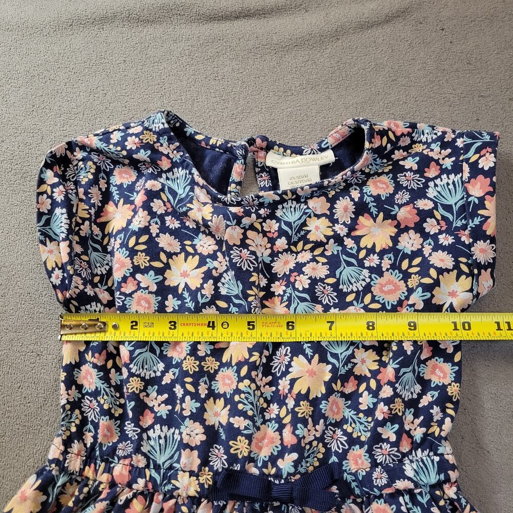 CYNTHIA ROWLEY Dress Baby Girl 18 Months Vintage Pink Blue Cinched Waist Floral - Picture 10 of 12